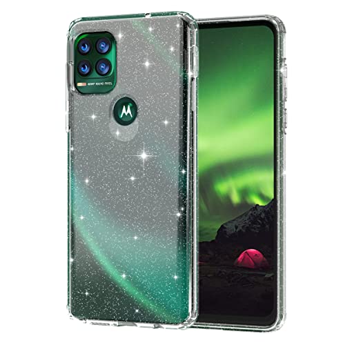 Lamcase for Moto G Stylus 5G Case, Crystal Clear Bling Sparkly Glitter Shiny Soft Flexible TPU Slim Fit Drop Protection Rugged Shockproof Cover Case for Motorola Moto G Stylus 5G, Clear Glitter