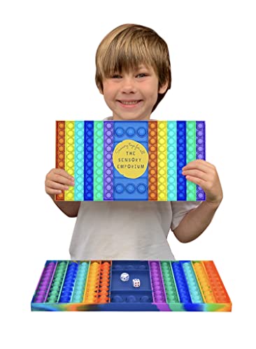 Pop It Game – Large Pop It – Fun Jumbo Pop It Game with Dice for Kids – Giant Rainbow Color Pop It Bubbles for All Ages – Great Anxiety & Stress Relief