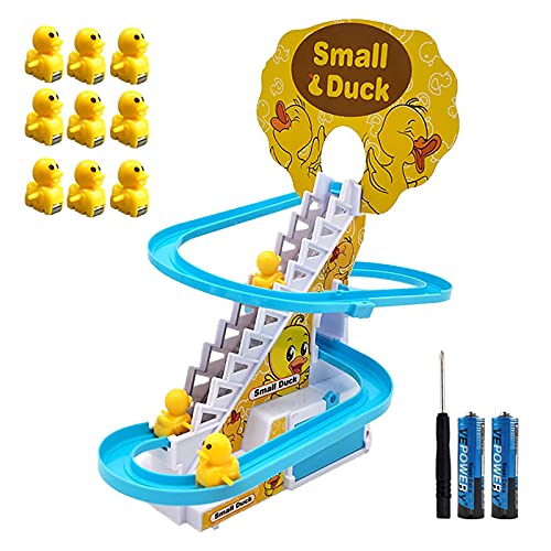 LHZMD Railcar Toy,Electric Duck Climbing Stairs Toys,Children Roller Coaster Toy Set Educational Children’s Toys with Flashing LED Lights – Non-Toxic and Environmentally Friendly