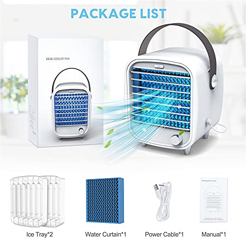 Portable Air Conditioner, 4 in 1 Personal Air Cooler, USB Personal Desktop Cooling Fan with Free Speeds, Adjustable Wind Direction, Mini Air Desktop Cooling Humidifier Fan for Room/Office/Camping | The Storepaperoomates Retail Market - Fast Affordable Shopping