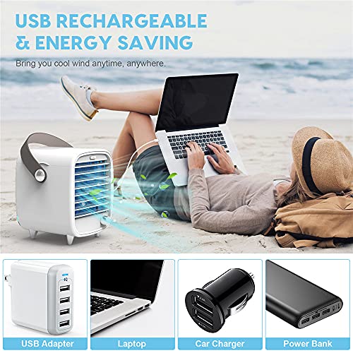 Portable Air Conditioner, 4 in 1 Personal Air Cooler, USB Personal Desktop Cooling Fan with Free Speeds, Adjustable Wind Direction, Mini Air Desktop Cooling Humidifier Fan for Room/Office/Camping | The Storepaperoomates Retail Market - Fast Affordable Shopping
