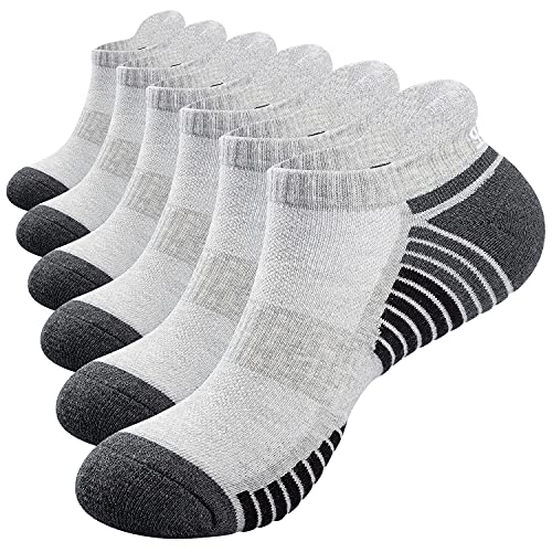 TANSTC Mens Socks, 6 Pairs No Show Socks For Men Women, Ankle Athletic Bombas Hiking Running Socks, Cushioned Comfort Fit Performance Low Cut Tab With Arch Support Socks