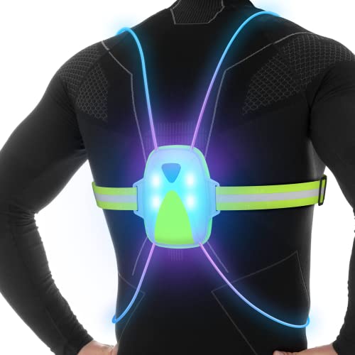 Ni-SHEN LED Reflective Running Vest with Front Light,Running Lights for Runners,Safety Vest for Men/Women Running,Cycling or Walking, High Visibility Warning LED Lights with Adjustable Elastic Belt
