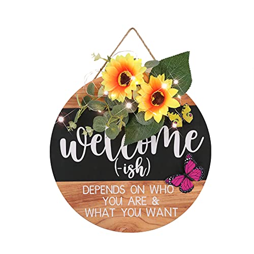 Ssshcny welcome sign for front door, Hanging Outdoorfarmhouse Wreaths Decorations Interchangeablewelcome Sign For And Fall Porchoutside Eucalyptus Signs Home Hangers（black）