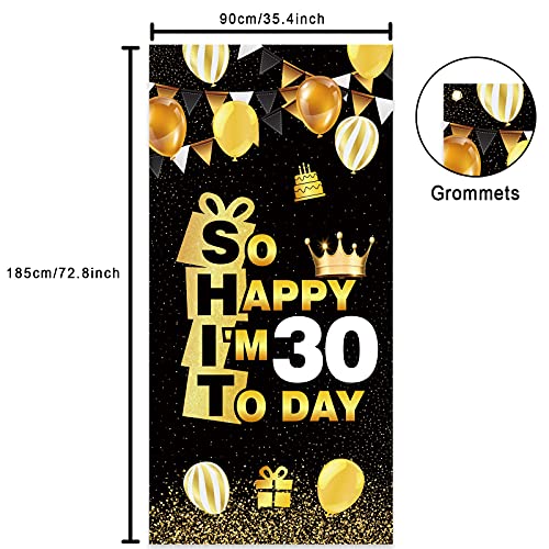 So Happy IM Thirty Today Happy 30th Birthday Banner Confetti Cheers to 30 Years Old Bday Theme Decor Decorations for Him Her Men Women Dirty 30 Funny 30th Birthday Party Supplies Black and Gold | The Storepaperoomates Retail Market - Fast Affordable Shopping