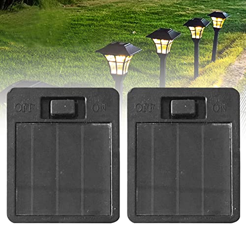 iayokocc 2 Pack Solar Light Replacement Top Parts for Outdoor Hanging Lanterns, Solar Panel Lantern Lid Battery Box Led Lights Bulb Accessories for Garden Patio Walkway Yard