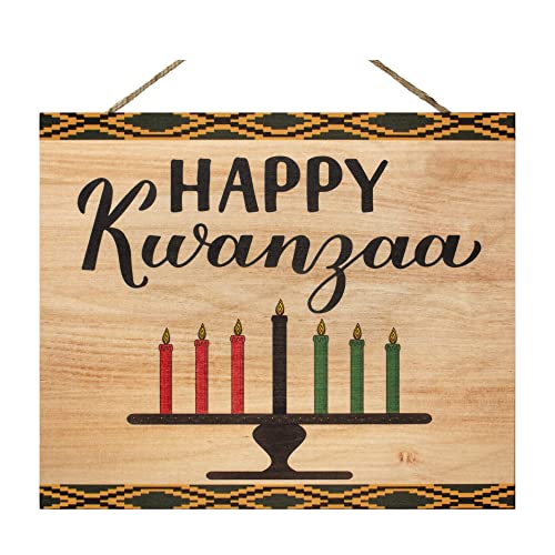 JennyGems Happy Kwanzaa Wooden Sign, Kwanzaa Wall Hanging and Decor for Home or Office, Made in USA