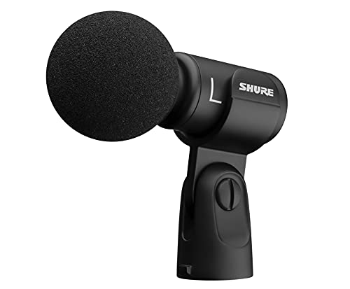 Shure MV88+ Stereo USB Microphone – Condenser Microphone for Streaming and Recording Vocals & Instruments, Mac & Windows Compatible, Real-Time Headphone Monitoring Output, Travel Friendly – Black