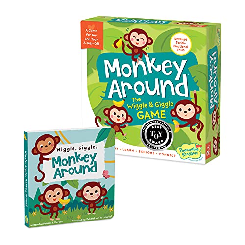 Peaceable Kingdom Monkey Around Game & Board Book Set – Includes 24-Page Board Book and Game for Toddlers Ages 2 & Up – Early Learning to Encourage Movement and Gross Motor Skills