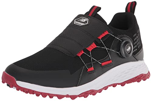 New Balance Men’s Fresh Foam PaceSL BOA Golf Shoe, Black/Red, 10.5