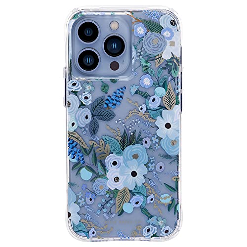 Rifle Paper Co. iPhone 13 Pro – 10ft Drop Protection with Wireless Charging, Scratch Resistant Protective 6.1″ Case for iPhone 13 Pro, Shock Absorbing Material, Floral Print -Garden Party Blue