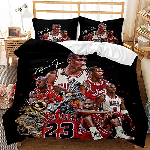 Xuan 3PC Sports Basketball Bedding Set-Twin (68×86 inch) 3D Basketball Duvet Cover Set for Teen Basketball Fans(1 Duvet Cover + 2Pillowcase)
