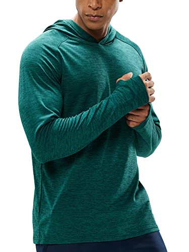MIER Men’s Hooded Shirt Long Sleeve UPF50+ Fishing Hiking Running Hoodie, Dry Fit & Rash Guard, Green, XXL