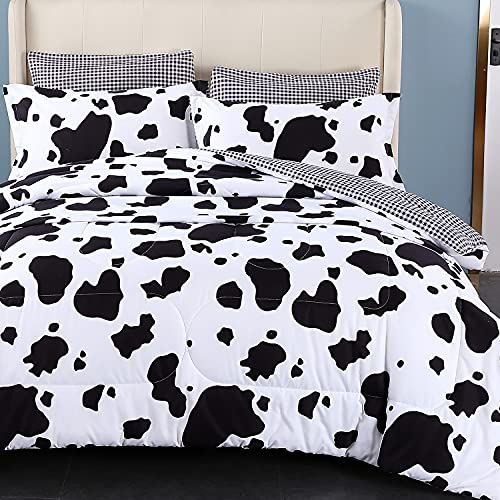 Mengersi Cow Print Bed in a Bag – Cow Print Comforter Sets Full Size, Black and White Reversible Bedding Set with Bed Sheets (1 Comforter,1 Flat Sheet,1 Fitted Sheet,2 Pillow Shams,2 Pillowcases) | The Storepaperoomates Retail Market - Fast Affordable Shopping