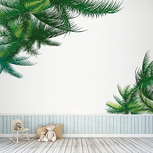 Generic Tropical Leaves Wall Decals Removable Green Palms Tree Plant Wall Stickers for Living Room Kids Room Bedroom Playroom Decor