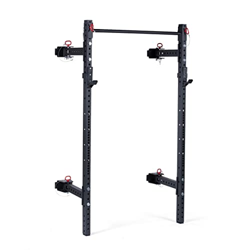 Titan Fitness T-3 Series 82-inch Wall Mounted Folding Power Rack, Space Savings Rack, Folds up to 5â€ from The Wall