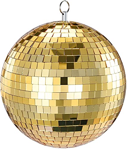 Viet 8 Inch Mirror Disco Ball Great for Stage Lighting Effect or as a Room decor. (Gold)