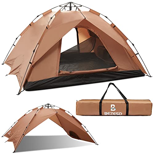 BEZESD Pop Up Tents for Camping, 2-4 pepole Automatic Instant Camping Tents Double-Layer Waterproof Sun Shelter Portable Tent with Carrying Bag for Camping Hiking Mountaineering