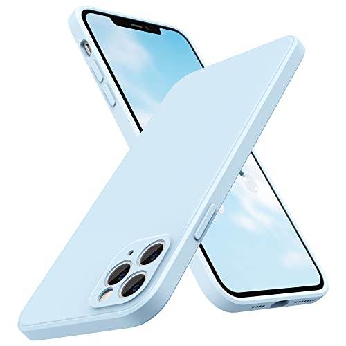SURPHY Square Design for iPhone 11 Pro Max Case with Camera Protection, Straight Edge Design Liquid Silicone Slim Case, Cloud Blue