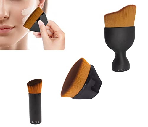 Foundation Makeup Brush, 3Pcs Flat Head Makeup Brush, Concealer Brush, Contour Sideburn Adjustment Pen
