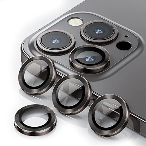 WSKEN [3+1] for iPhone 13 Pro Max (6.7 inch)/ iPhone 13 Pro (6.1 inch) Camera Lens Protector,Anti Scrach HD Tempered Metal Glass Camera Screen Protector Shockproof Cover Film,Graphite