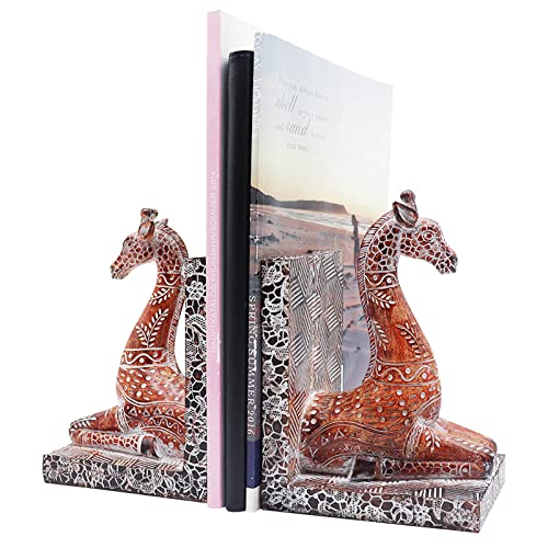 Giraffe Decorative Bookend,Giraffe Statues Bookshelves Decor, Antique Style Book Ends , Supports for Shelves and Desk,Kids Room, Home Office or Desk,a Great Gift for Kids and Adults.
