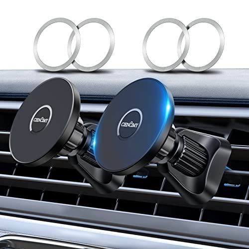 Ciencimy Magnetic Car Mount Compatible with MagSafe Case and iPhone 14 13 Pro Max Mini/iPhone 12 Pro Max Mini, 360° Adjustable Strong Magnet Air Vent Phone Holder（2 Pack