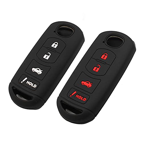 EYANBIS Silicone Key Fob Cover Fit for 2021 2020 2019 Mazda 3 6 Sport CX-3 CX-5 CX-7 CX-9 MX-5 Miata Scion iA Toyota Yaris iA | Car Accessories | Remote Key Protection Case – Black & Black/Red