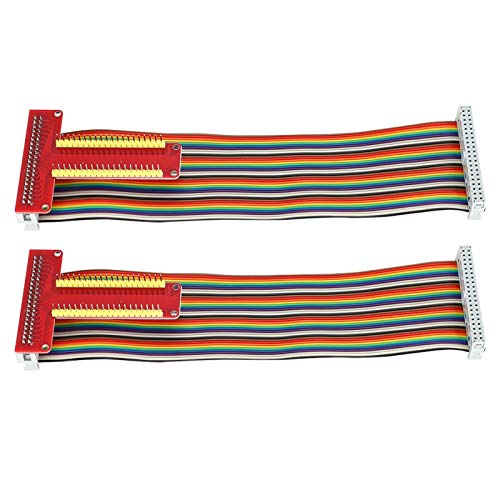 2Pcs Red Expansion Board, 40Pin Ribbon Cable Fit Assembled T Type GPIO Adapter, for Raspberry Pi 2B/3B/3B+