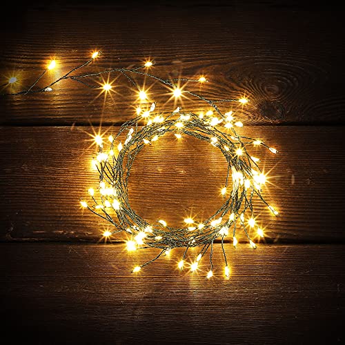 6 Feet 120 LED Cluster Fairy Light Copper Wire Christmas Firecracker Fairy String Lights Outdoor Indoor Valentines Cluster Lights for Wedding Party Window Yard Tree (Deep Green)