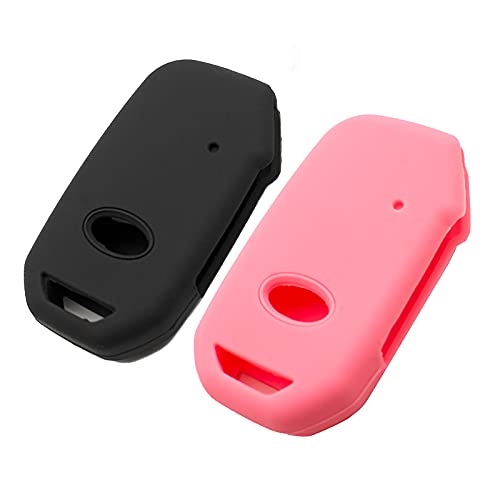 Silicone Key Fob Cover Fit for 2021 2020 2019 Kia Sportage Sorento Telluride Forte K5 Niro Seltos Soul Smart Key | Car Accessories | Remote Key Protection Case – Black & Pink (NOT FIT Flip Key)