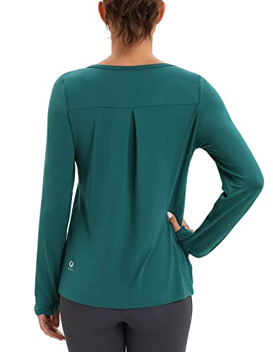 ICTIVE Long Sleeve Workout Shirts for Women Loose Fit Yoga Shirts for Women Gym Shirts for Women with Thumb Hole Workout Tops for Women Running Shirts Women Workout Clothes for Women Dark Green S