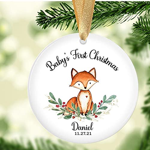 Baby’s First Christmas Ornament – Baby Ornament Keepsake – First Christmas Infant Gift – Fox