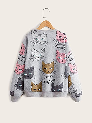SOLY HUX Girl’s Cartoon Letter Print Long Sleeve Pullover Top Sweatshirt Grey 7Y | The Storepaperoomates Retail Market - Fast Affordable Shopping