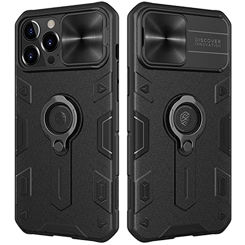Nillkin Armor Case Compatible with iPhone 13 Pro Max Case, [Built in Kickstand & Camera Protector] Shockproof Hard PC & Soft Silicone Bumper Hybrid Cover Phone Case for Phone 13 Pro Max 6.7” Black
