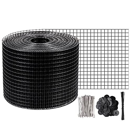 VEVOR, 6inch x 98ft Roll Kit, Solar Panel Guard w/ 100pcs Stainless Steel Fasteners, 50pcs Tie, Removable PVC Coated Wire for Squirrel Bird Critters Proofing, Black