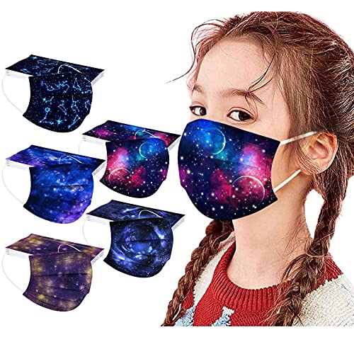 BOFFO 50 Pack Kids Disposable Colorful Dye Print Face_Masks with 3 Layer Face , Shield for Boys Girls on School Outdoor (Multicolor6), 50 Count (Pack of 1)