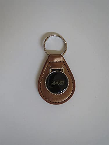 1970’s 1986 1987 OLDS 442 4-4-2 GOLD/BLACK LOGO LEATHER KEYCHAIN – GOLD