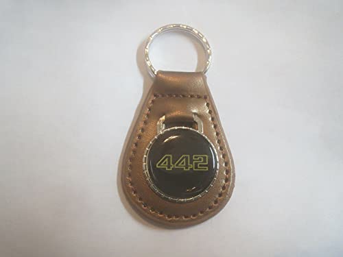 1970’s 1986 1987 OLDS 442 4-4-2 GOLD/BLACK LOGO LEATHER KEYCHAIN – COPPER