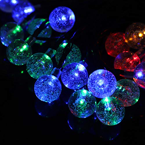 EVGATSAUTO Solar Outdoor String Lights, Solar Powered 30LED Globe Balls String Lights Home Garden Yard Party Lamp Decoration(Colorful)