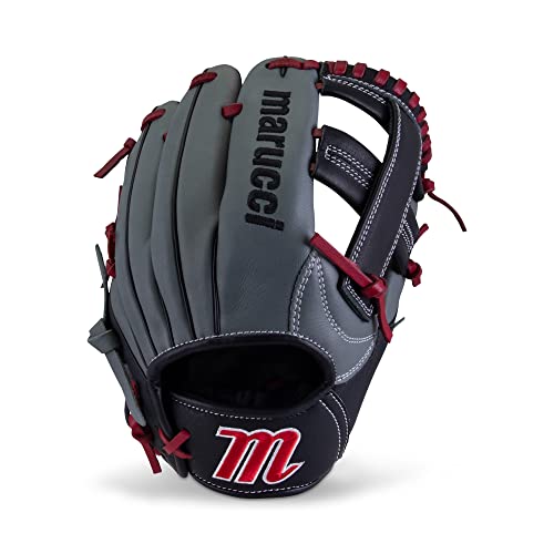 Marucci boys INFIELD Baseball Glove, 11″ – GRAY/RED, 11 US