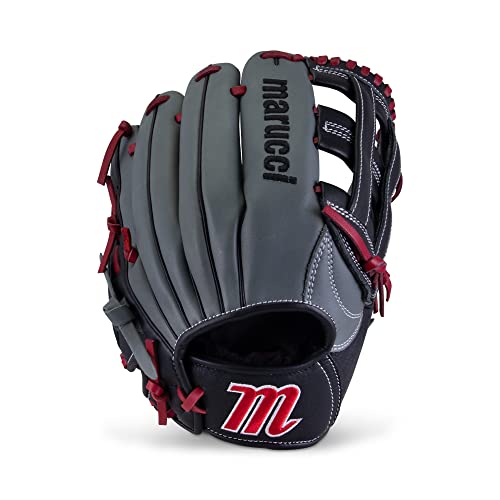 Marucci boys Right Hand Thrower Baseball Glove, GRAY/RED, 12 US