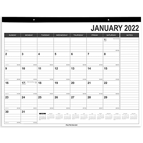 PAPERAGE Calendar 2022 – 12 Months Minimalist Wall and Desk Calendar with Monthly Views, Black & White – Large (22 in x 17 in)