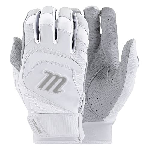 Marucci 2021 Adult Signature Batting Gloves, White/White, Adult Small