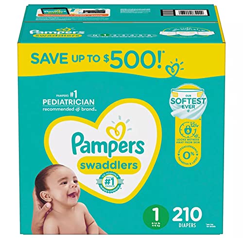 Pampers Swaddlers Disposable Diapers Size 1 , 210 Count