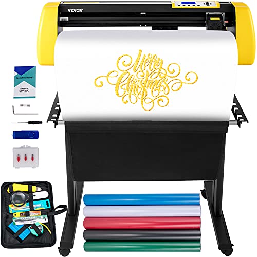 VEVOR Vinyl Cutter Machine, 28 in / 720 mm Max Paper Feed Cutting Plotter, Automatic Camera Contour Cutting LCD Screen Printer w/Stand Adjustable Force and Speed for Sign Making Plotter Cutter