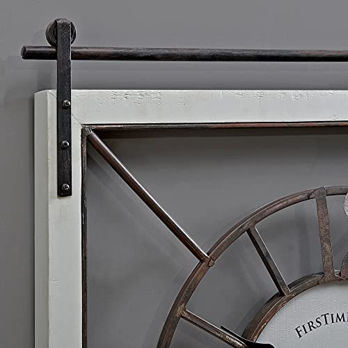 FirsTime & Co. Gray Morrison Barn Door Wall Clock for Home Office, School, Kitchen, Living Room, Bedroom, Square, Wood, Farmhouse, 28×1.75×30 inches, 31276 | The Storepaperoomates Retail Market - Fast Affordable Shopping