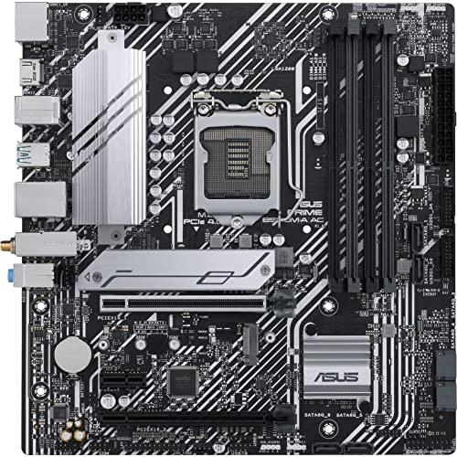 ASUS Prime B560M-A AC Intel B560 (LGA1200) mATX motherboard,PCIe 4.0,two M.2slots, 8powerstages,1GbLAN,DisplayPort,dual HDMI, rear USB 3.2Gen 2Type-C, Wi-Fi5 module on board, AuraSync, Addressable RGB