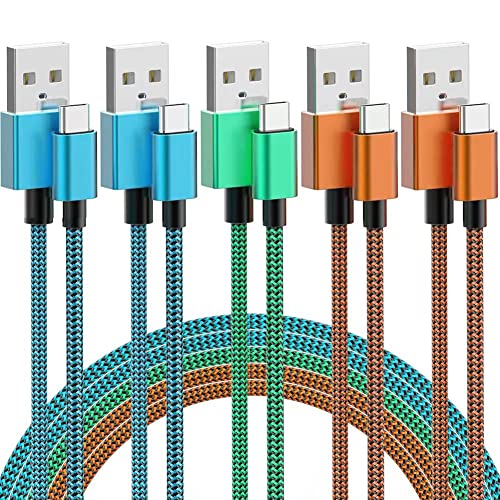 USB C Cable, XIAE& [5Pack, 6 ft] Type C Charger Nylon Braided Cable, USB A to Type C Cable Fast Charge for Samsung Galaxy S20 Note 10, LG V20, Google Pixel, Moto Z2 and Other USB C Charger (Colorful)