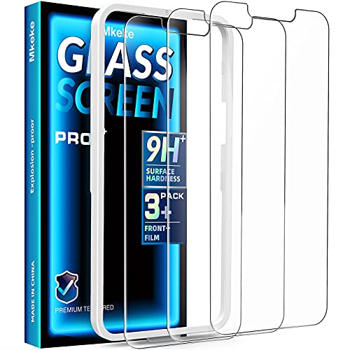 Mkeke for iPhone 13 Pro Max Screen Protector Tempered Glass, for iPhone 14 Plus Glass Screen Protector 6.7 inch 3-Pack